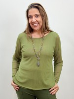 BLUSA rosa manga longa EM TULE verde