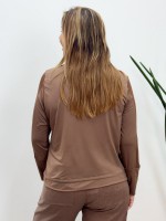 BLUSA FEFÊ FLUITY C/ TULE CAPUCCINO