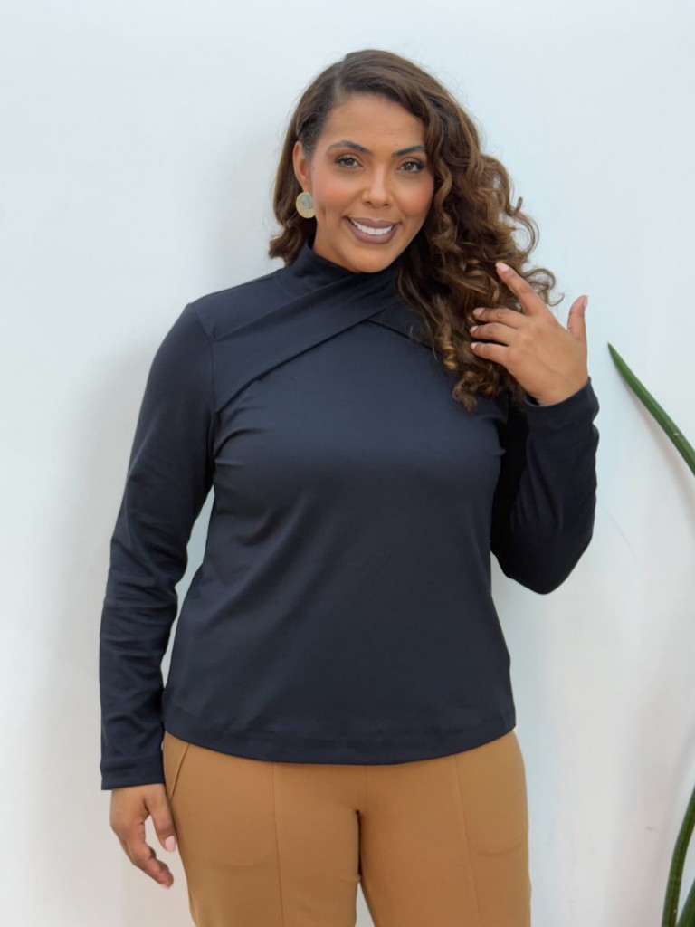 BLUSA JOSY MALHA BAMBU PRETA