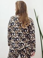 BLUSA IRANI MANGA LONGA fluity geométrica c/caramelo