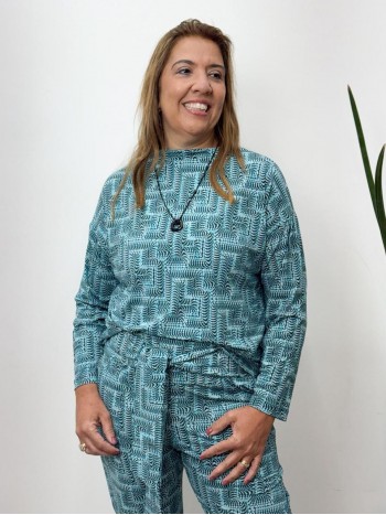 BLUSA IRANI MANGA LONGA fluity azul tifany