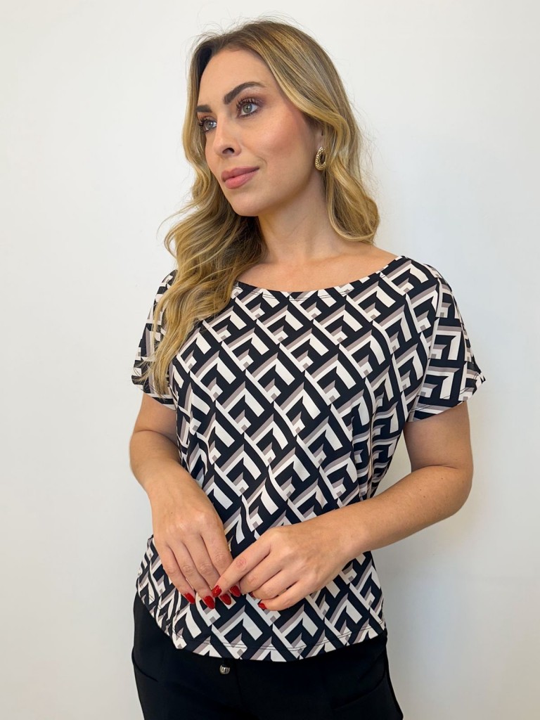 BLUSA fluity decote canoa estampada