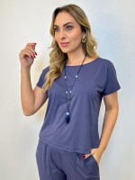 BLUSA fluity decote canoa marinho
