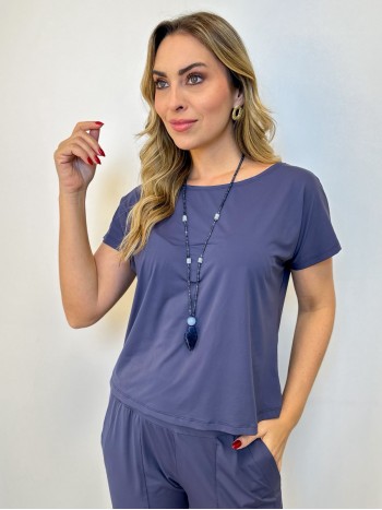 BLUSA fluity decote canoa marinho