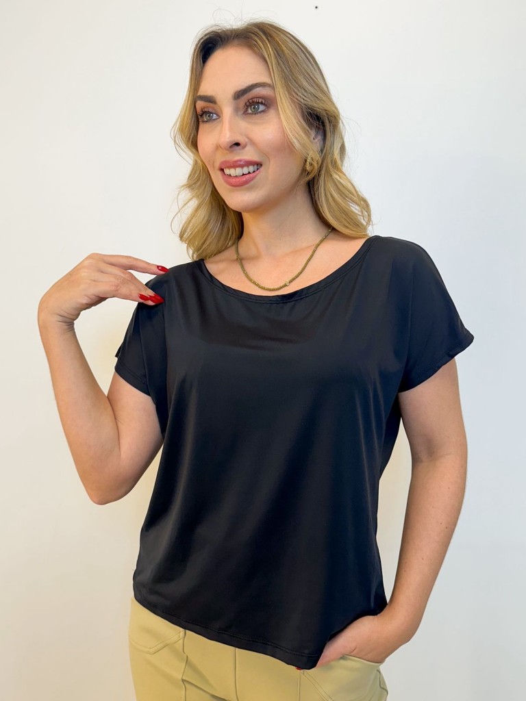 BLUSA fluity decote canoa preta