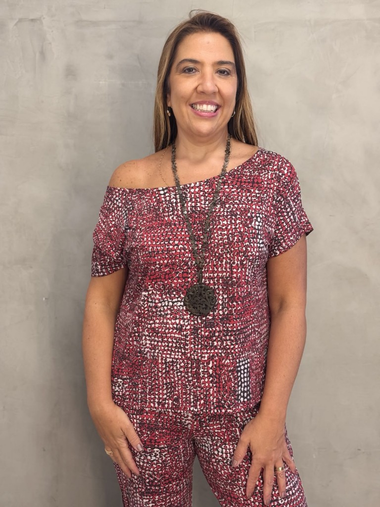 BLUSA fluity decote canoa estampada