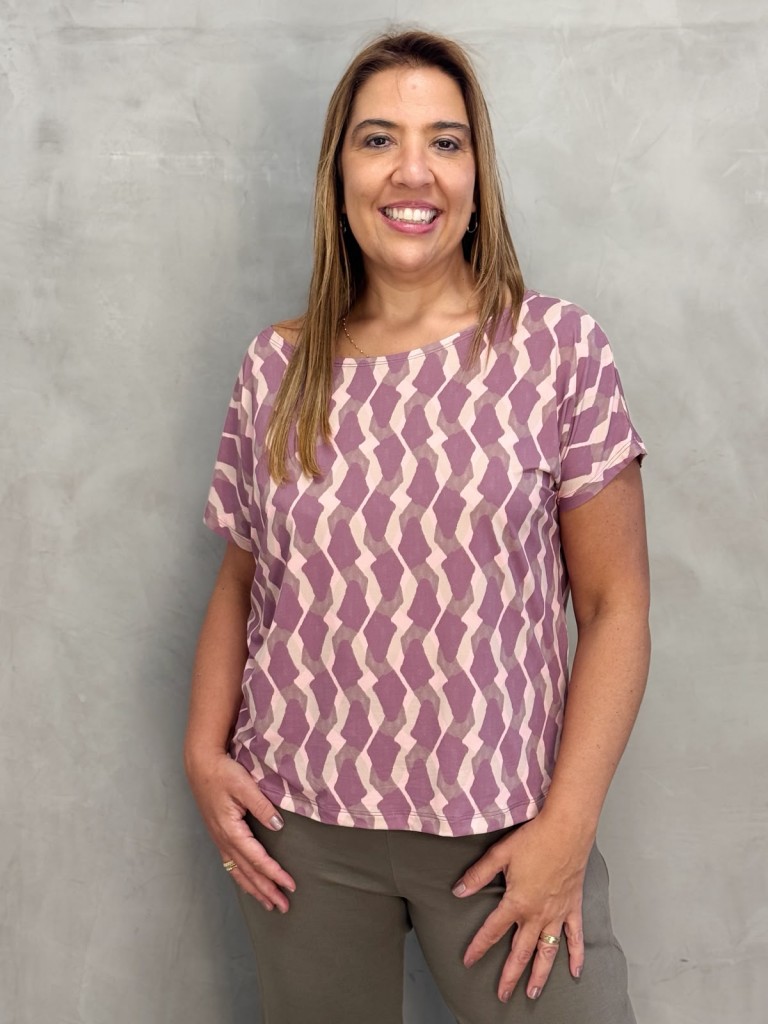 BLUSA fluity decote canoa estampada