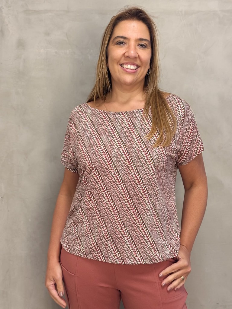 BLUSA fluity decote canoa estampada