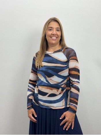 BLUSA MARI EM TULE ESTAMPADA