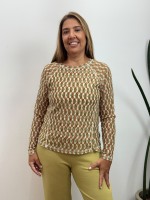 BLUSA MARI EM TULE ESTAMPADA