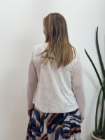 BLUSA ROSA EM TULE BRANCA