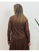 BLUSA MARI EM TULE MARROM CAFÉ