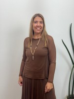 BLUSA MARI EM TULE MARROM CAFÉ