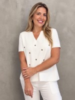 Blusa bianca malha levemente encorpada off-white