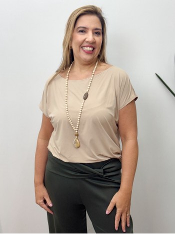 BLUSA fluity decote canoa areia