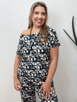 BLUSA fluity decote canoa estampada