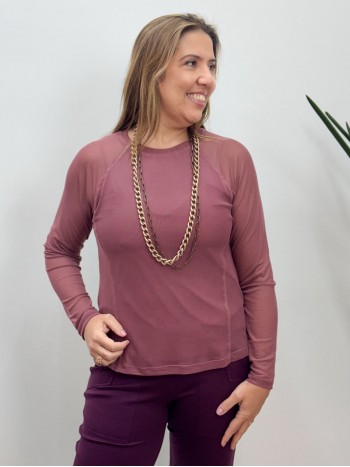 BLUSA MARI EM TULE rosa antigo