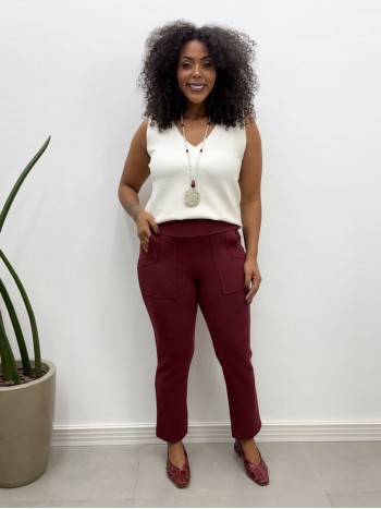 Calça Fany bouclé marsala