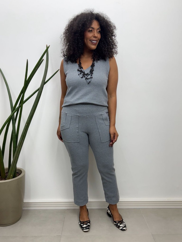 Calça Fany boucle cinza mescla