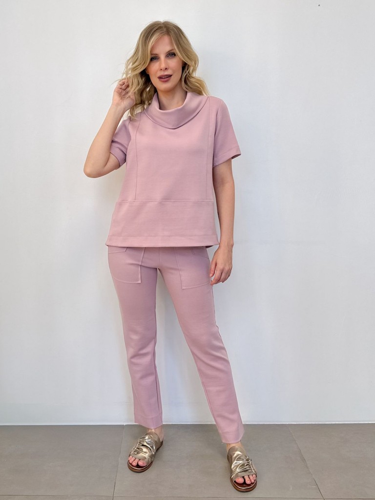 Calça Fany Malha levemente Encorpada rosa antigo