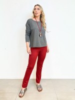 Calça Fany Malha levemente Encorpada vermelha