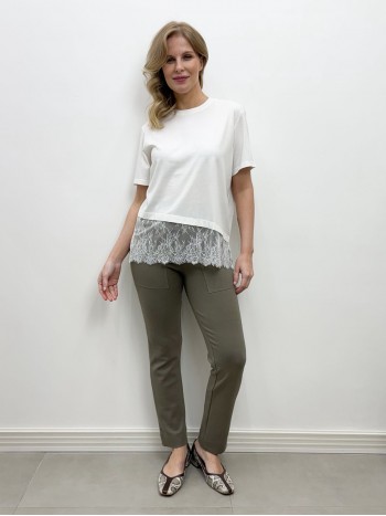 Calça Fany Malha levemente Encorpada verde oliva