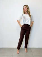 Calça Bella Malha Encorpada MARROM CAFÉ