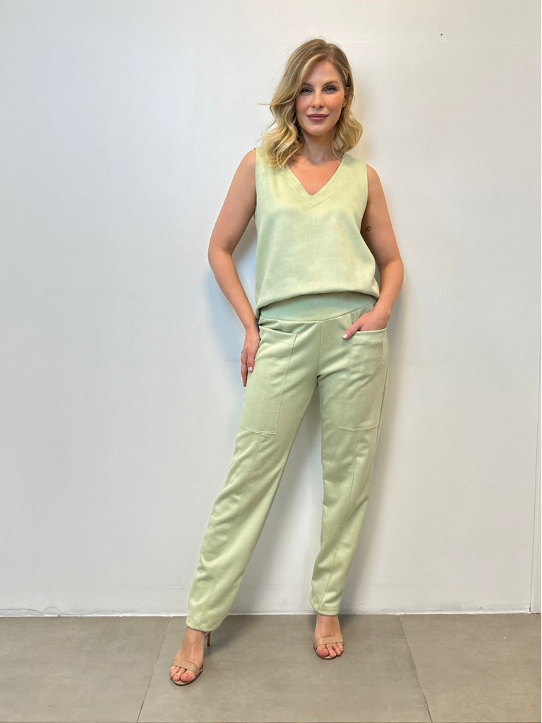 calça amanda suede verde menta