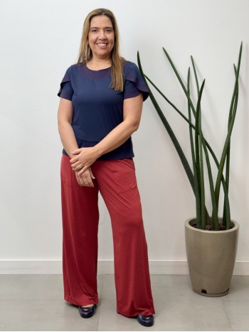 Calça Pantalona Fluity Sirlei carmim