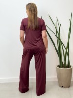 Calça Pantalona Fluity Sirlei marsala