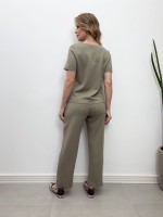 CALÇA FLáVIA MALHA levemente encorpada VERDE OLIVA