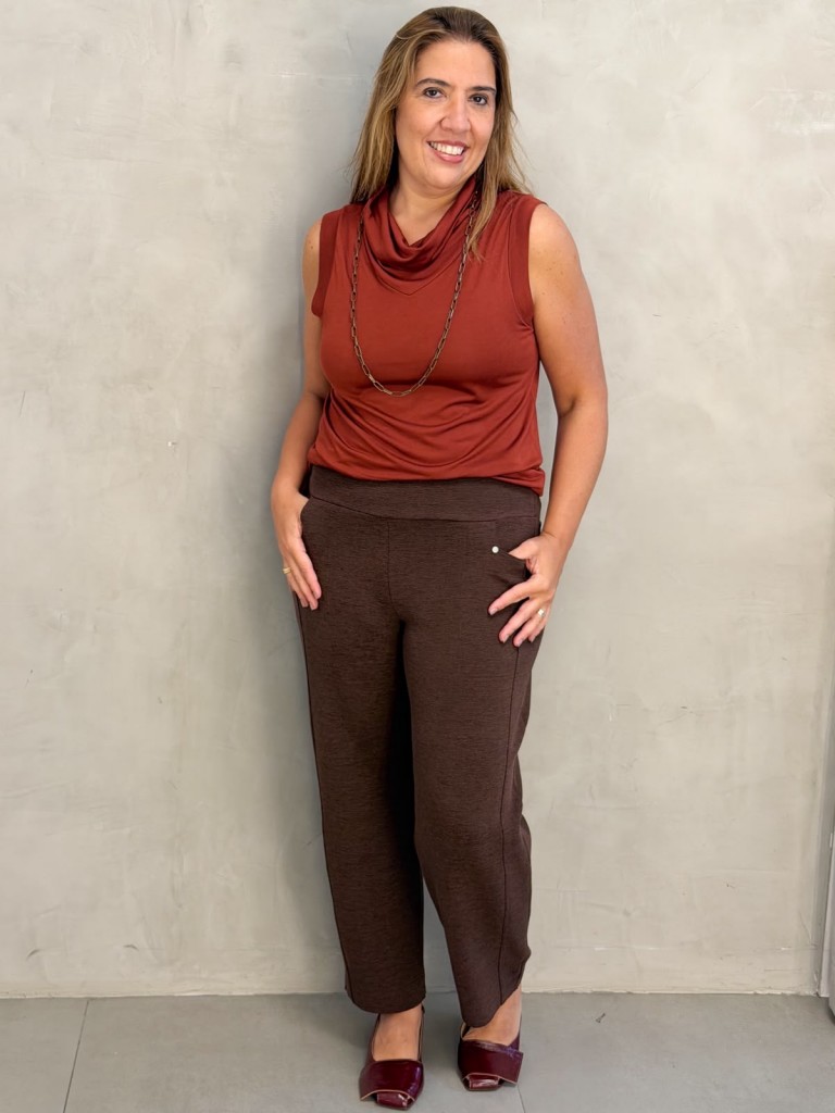 CALÇA FLáVIA boucle marrom café