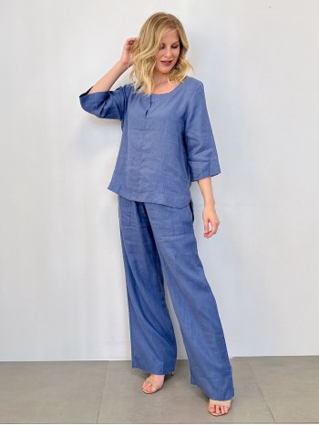 CALÇA CARMO EM LINHO AZUL JEANS