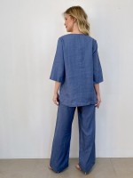CALÇA CARMO EM LINHO AZUL JEANS