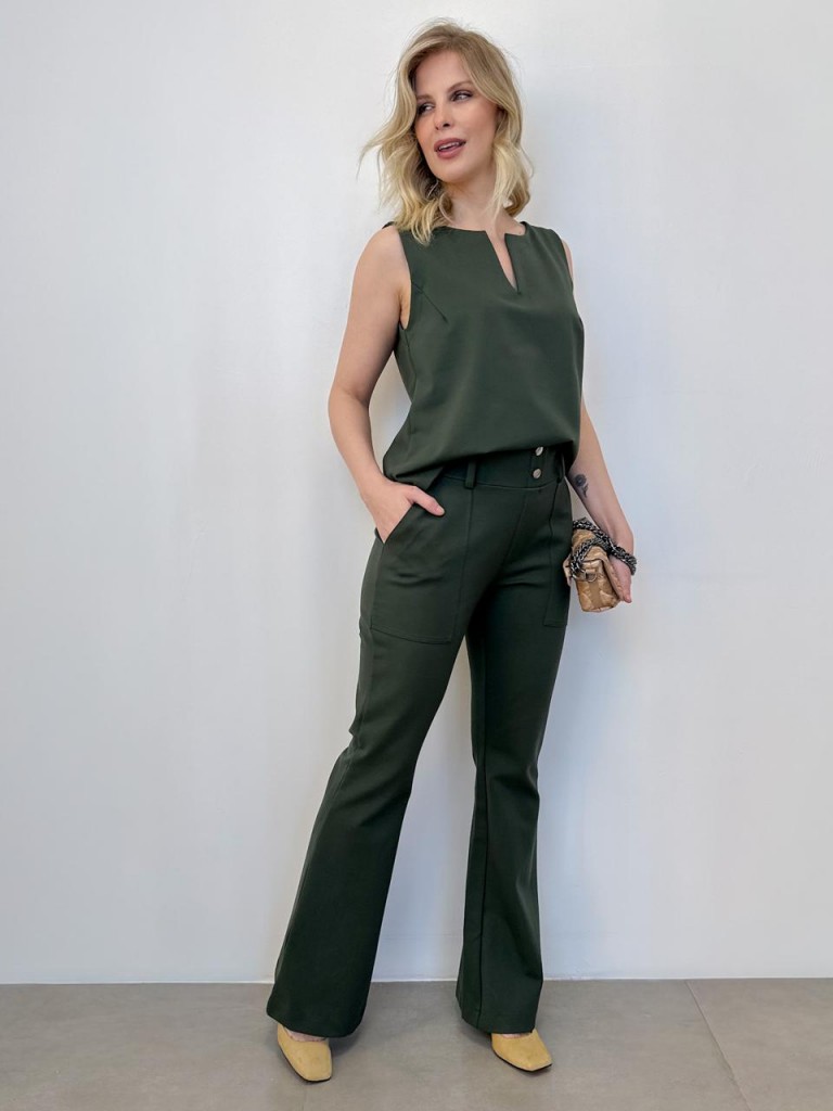 Calça Tatiana Malha ENCORPADA VERDE MILITAR