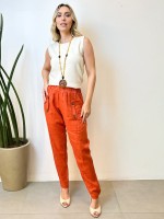 CALÇA ISABELA em LINHO terracota