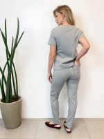 CALÇA SARA MALHA LEVEMENTE ENCORPADA cINZA MESCLA