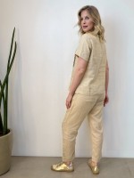 CALÇA nice em LINHO café c/ leite