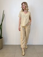 CALÇA nice em LINHO café c/ leite