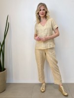 CALÇA nice em LINHO café c/ leite