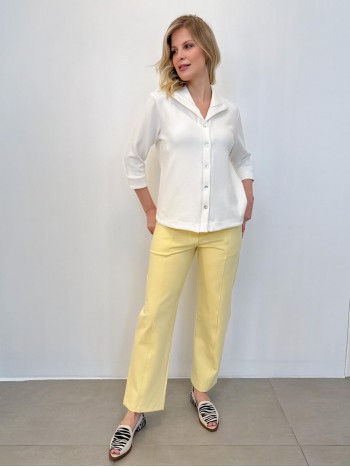 CALÇA ISADORA malha encorpada manteiga