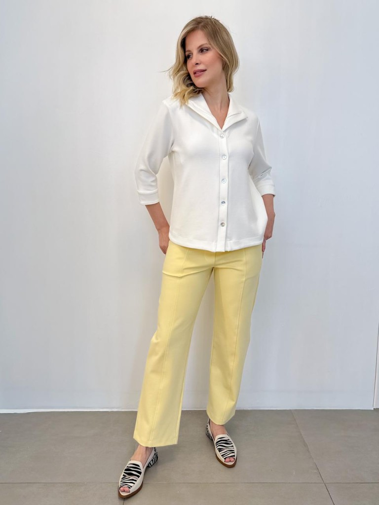 CALÇA ISADORA malha encorpada manteiga