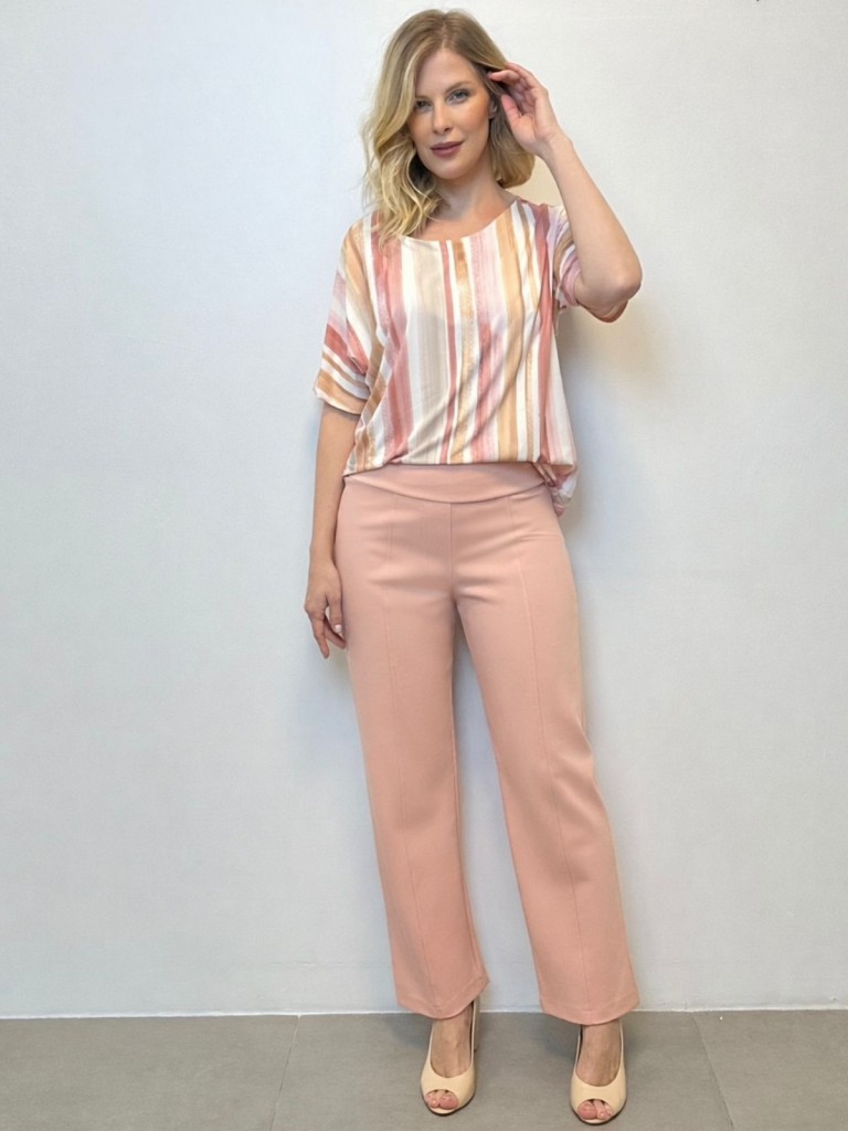CALÇA ISADORA malha encorpada rosa bebê