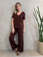 Calça Vera Malha levemente Encorpada marrom café