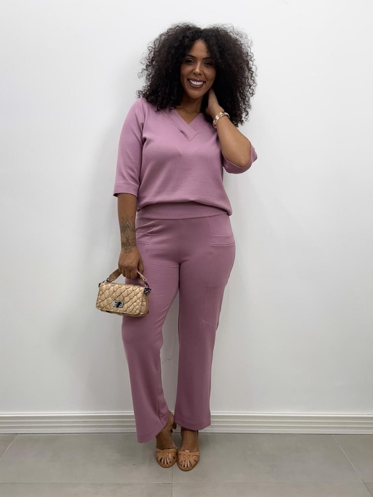 CALÇA rose Malha levemente encorpada ROSA ANTIGO