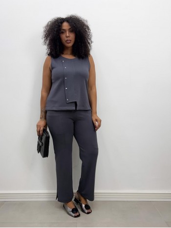 CALÇA rose Malha levemente encorpada cinza chumbo