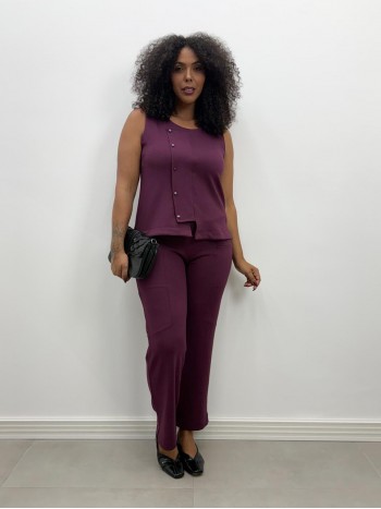 CALÇA rose Malha levemente encorpada marsala