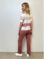 Calça Flávia Malha levemente Encorpada rosa antigo