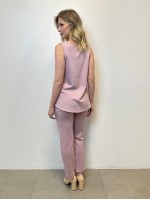 Calça Silvia Malha levemente Encorpada rosa seco