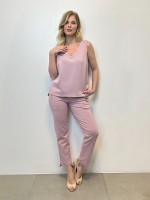 Calça Silvia Malha levemente Encorpada rosa seco